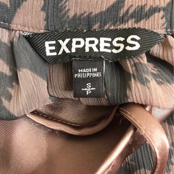 Express Leopard Print Semi Sheer Roll Tab Sleeve Gray Brown Dress Women's Small - Picture 6 of 12